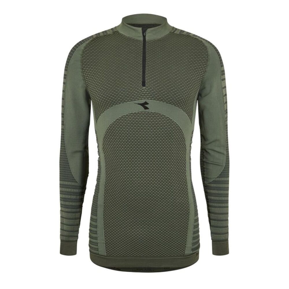 Diadora Mens Quarter Zip Long-Sleeved Top / Green